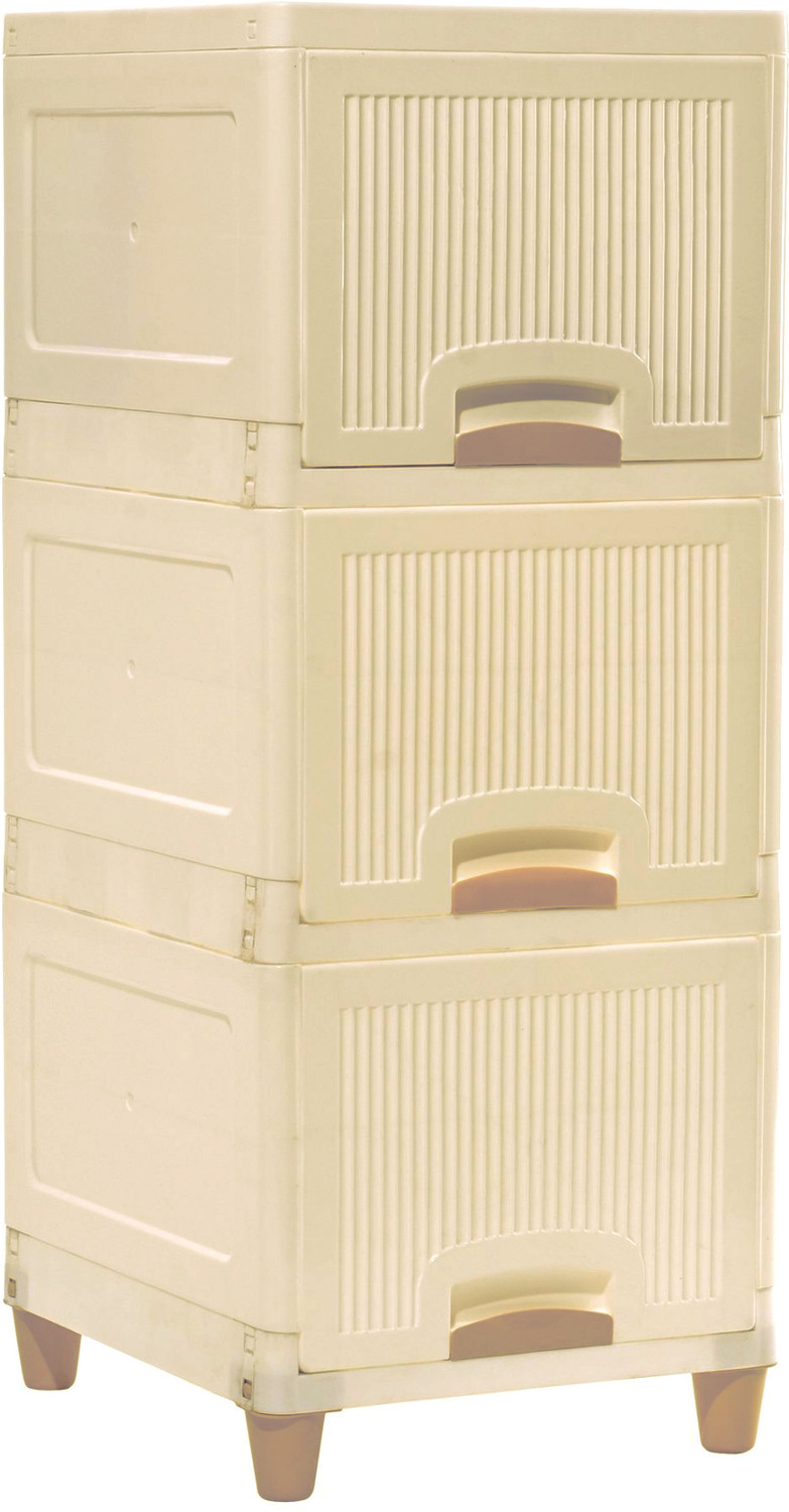 Image of HOMESTIC by Kuber Industries 9 Units Cabinet Organizer (3 + 3 + 3) Multipurpose Folding Storage Racks | Ivory Plastic Free Standing Cabinet