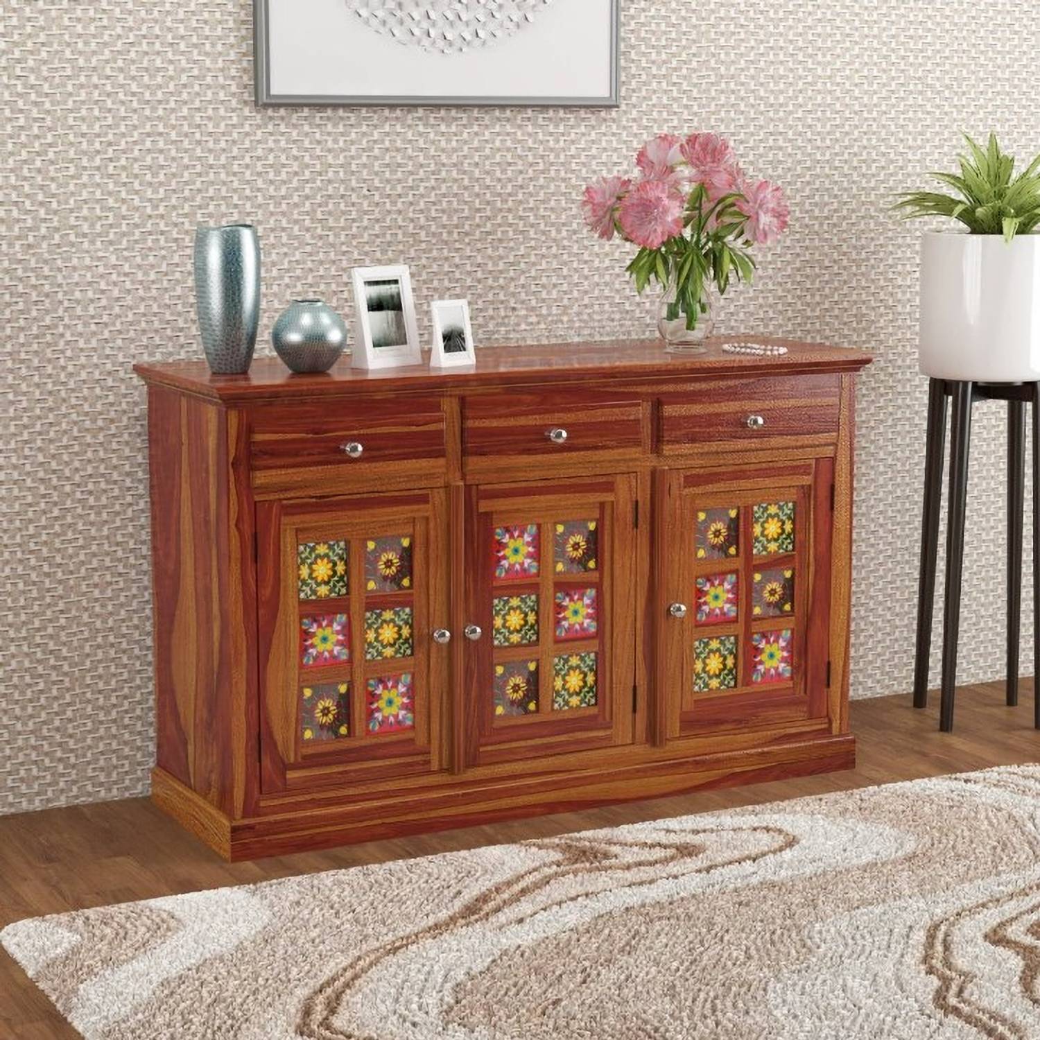 Vinod Furniture Solid Sheesham Wood MARWAR STYLE Side Board Cab