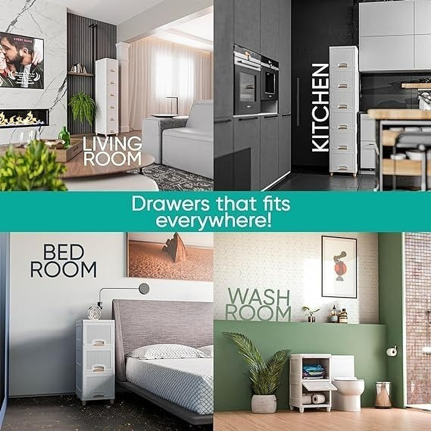 Image of MECHON 5 Layer Foldable Cabinet Plastic Cupboard For Storage Plastic Modular Drawer Plastic Free Standing Cabinet
