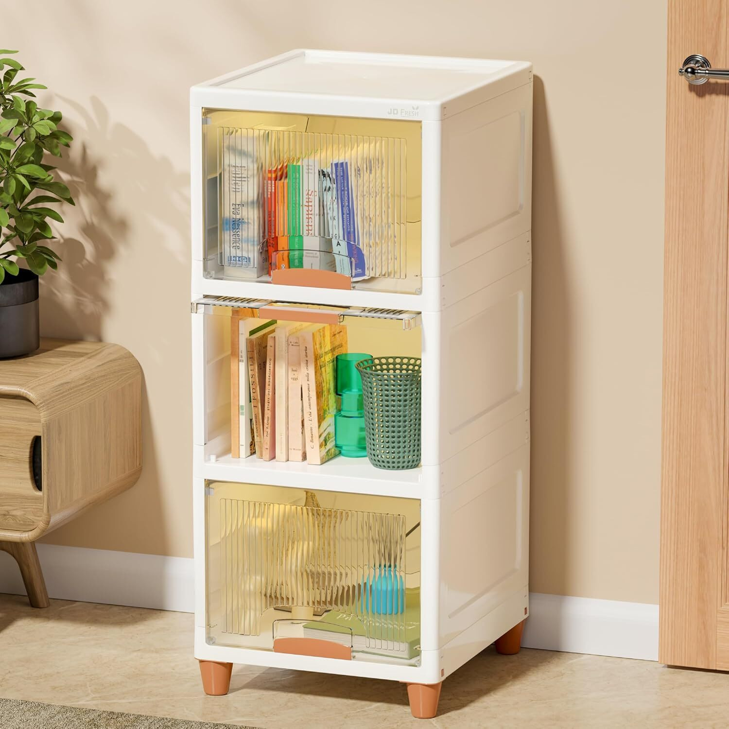 Image of Velfree Plastic Wardrobe Organizer /Foldable Cupboard for Storage /Stackable Storage Plastic Free Standing Cabinet