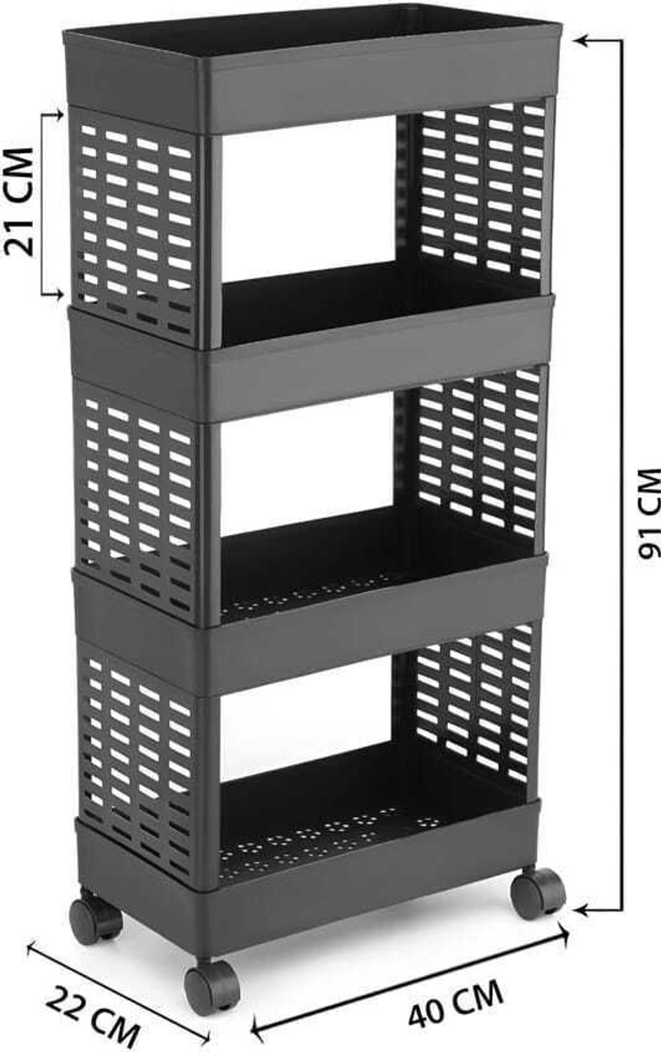 Image of ApexMax Multi-Purpose Plastic Storage Organizer 4-Tier Rack with Wheel Bathroom & Office Plastic Kitchen Trolley