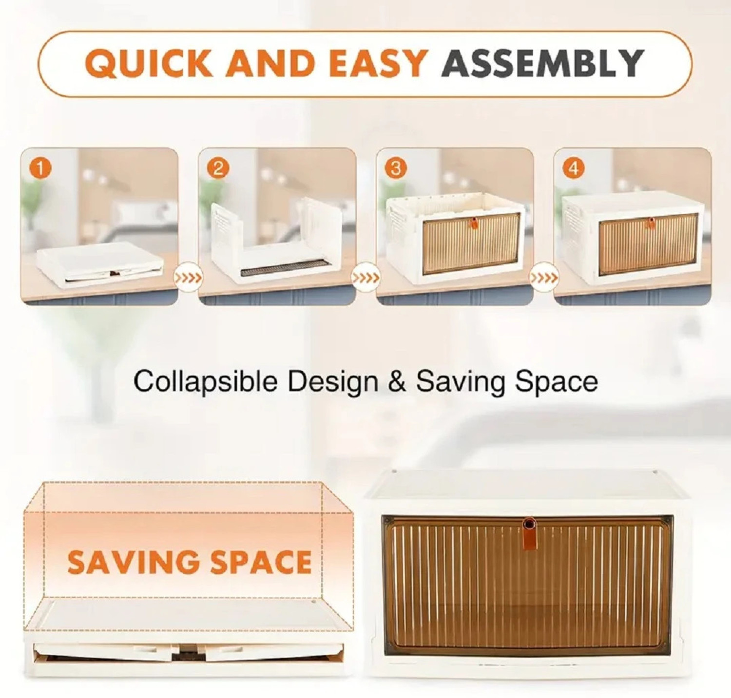 Image of SNKR ESSENTIALS 4 Layer Foldable Cabinet Plastic Cupboard For Storage Plastic Modular Drawer Plastic Free Standing Cabinet