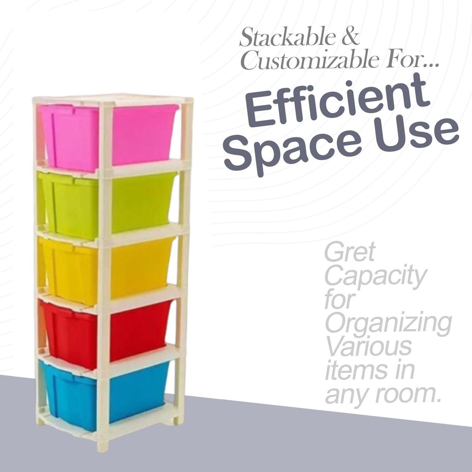 Image of MAXTID Plastic Organizer & Organisers Storage Box Plastic Free Standing Chest of Drawers Storage Basket
