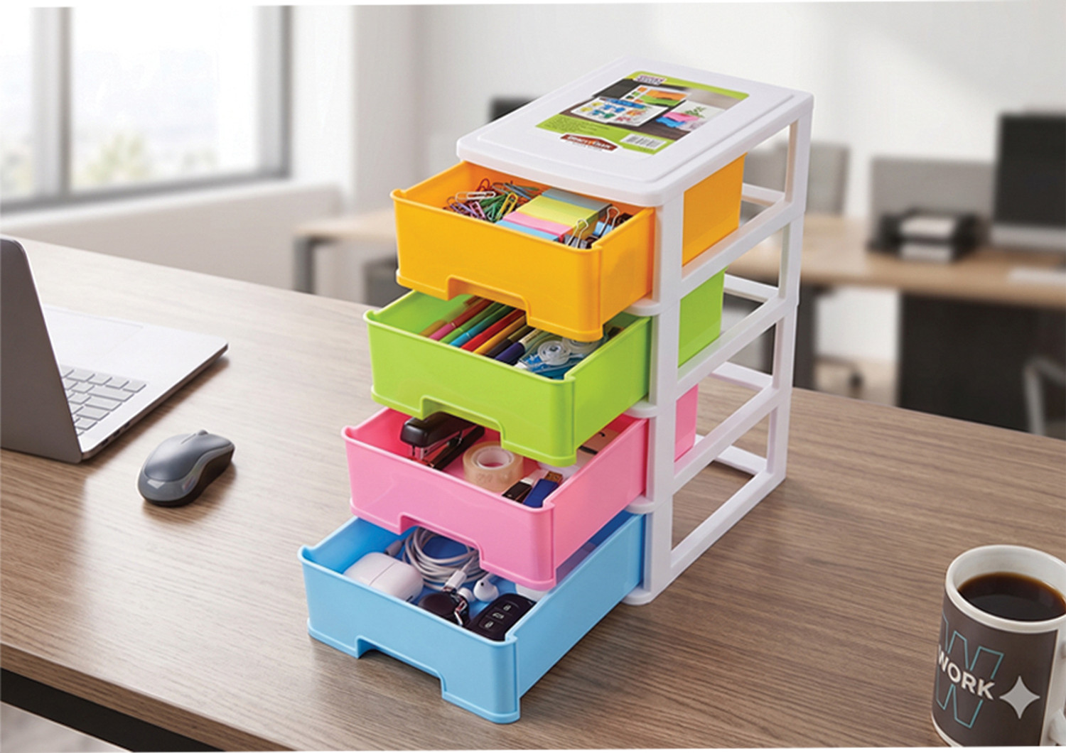 Image of GlowCart GLOWCART Inspire 4 Multipurpose Drawer Organiser Plastic Free Standing Chest of Drawers