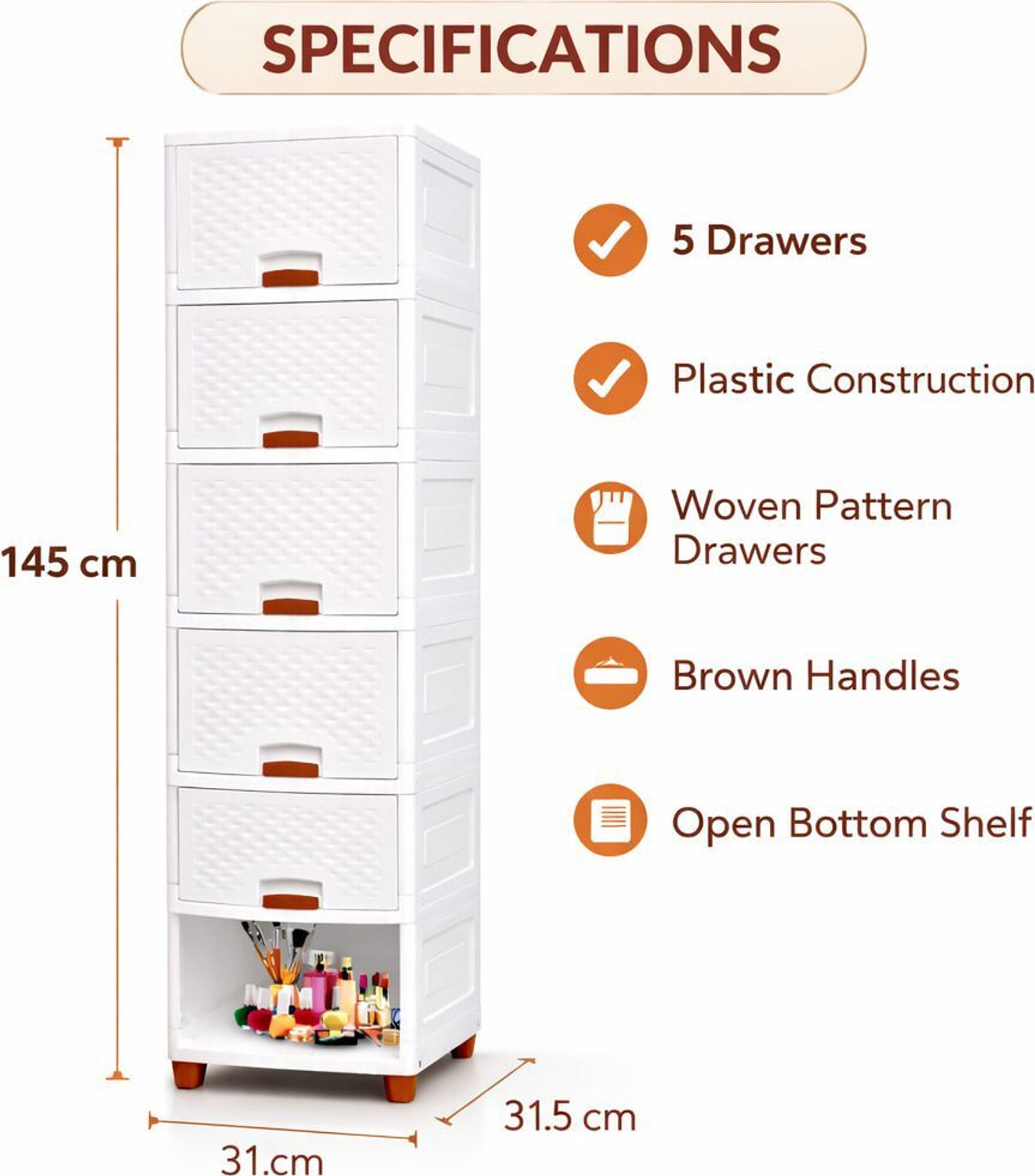 Image of Vallaree 6 Layer Drawer Storage Organizer Multipurpose Plastic Free Standing Cabinet