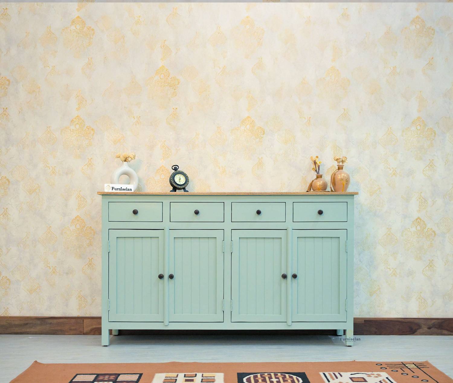 Woodefly Solid Wood Free Standing Sideboard (Finish Color - Silt