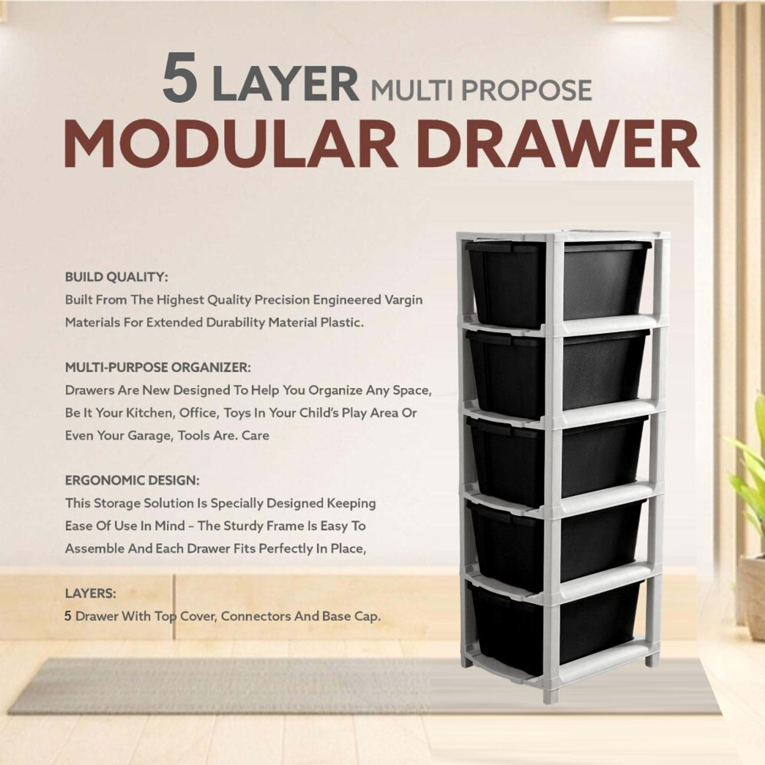 Image of MAXTID 5 Compartments Plastic PP