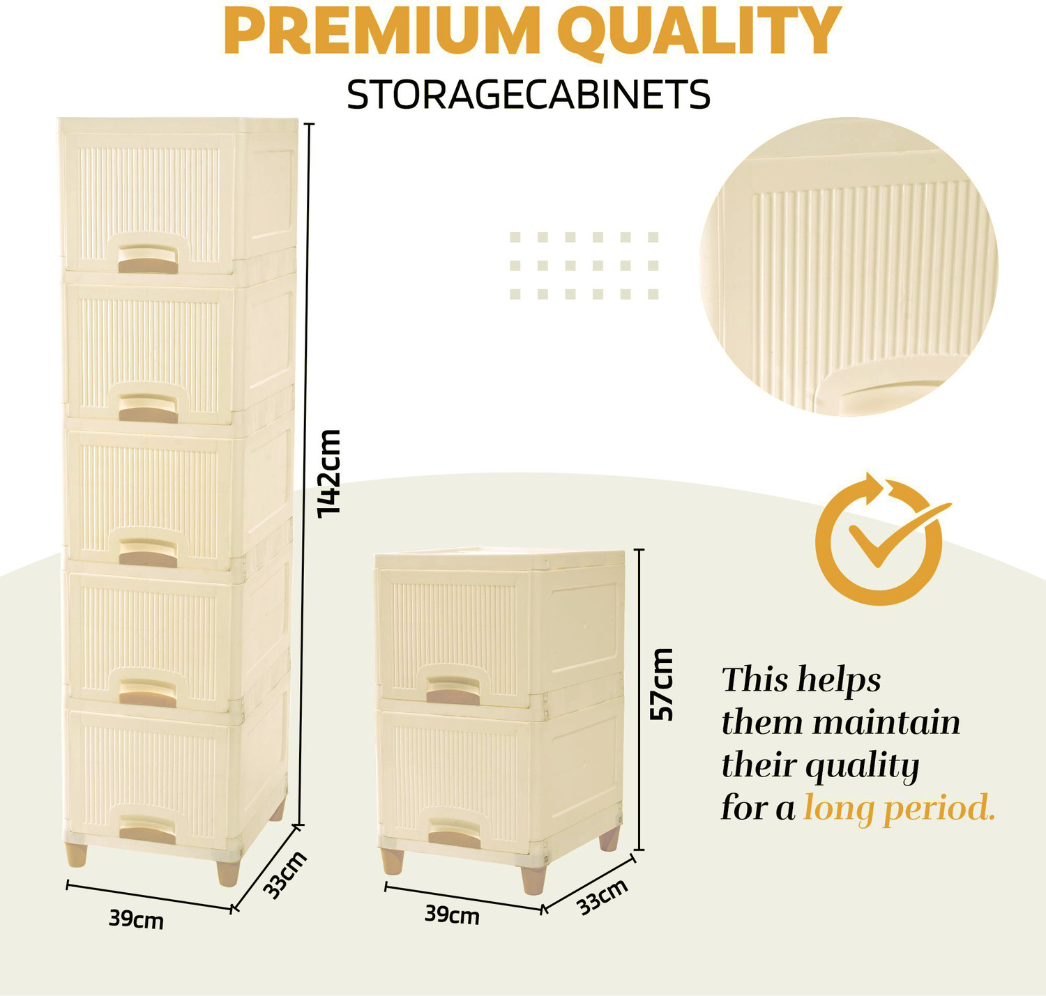 Image of HOMESTIC by Kuber Industries 7 Units Cabinet Organizer (5 + 2) | Multipurpose Folding Storage Racks | Ivory Plastic Free Standing Cabinet