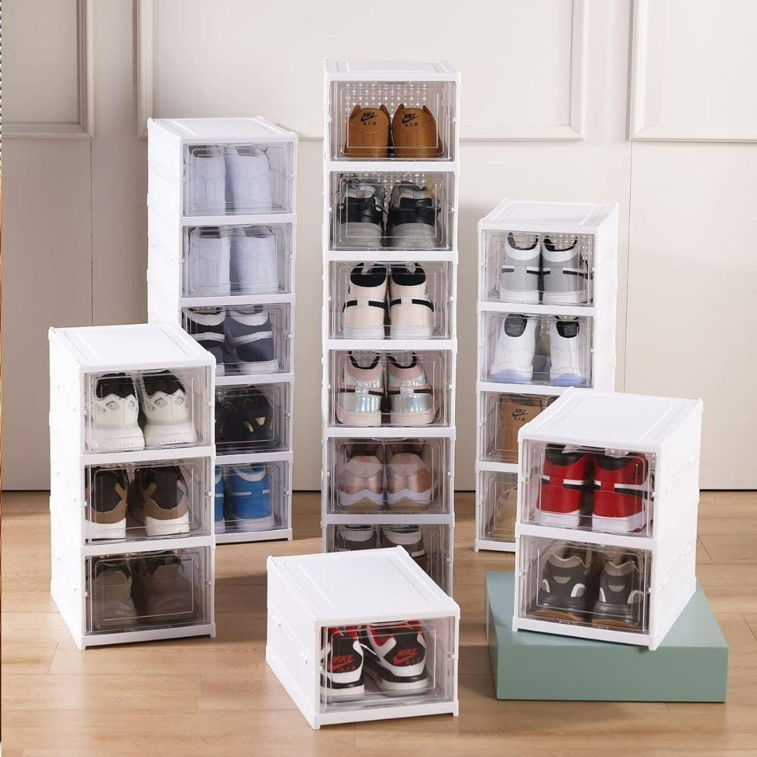 Image of EDENGLOW 4 Compartments plastic Foldable Closed Shoes Racks or Organizer for Wardrobe for Home and office use