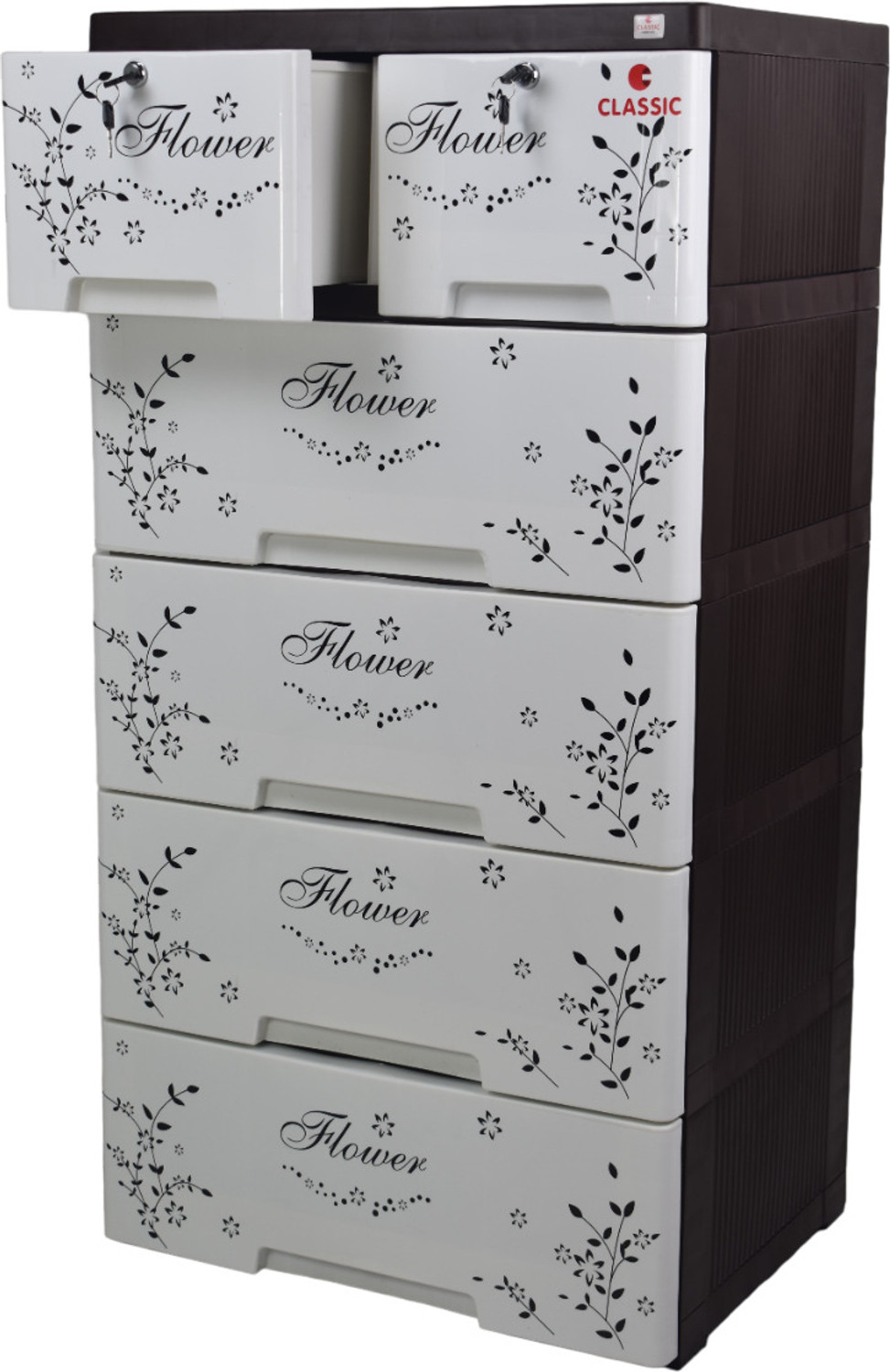 Image of Classic Furniture Classic furniture Graffiti Plastic Drawer cabinet for kids with FLORAL PRINT Plastic Free Standing Chest of Drawers