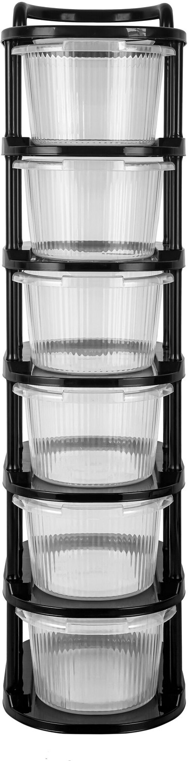 Image of Vallaree 6 Layer Plastic Modular Storage Drawer Organizer with Wheels Plastic Free Standing Chest of Drawers