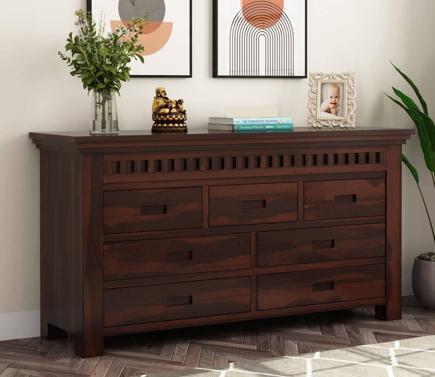 Krishna Wood Decor Solid Sheesham Wood Cabinet & Drawer With Stor