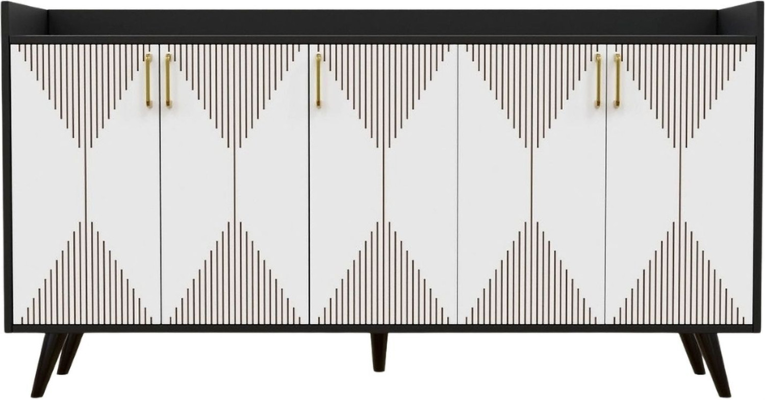 Image of Flipkart Perfect Homes Multipurpose Sideboard Cabinet with Golden Handles & Storage for Living Room Engineered Wood Free Standing Chest of Drawers