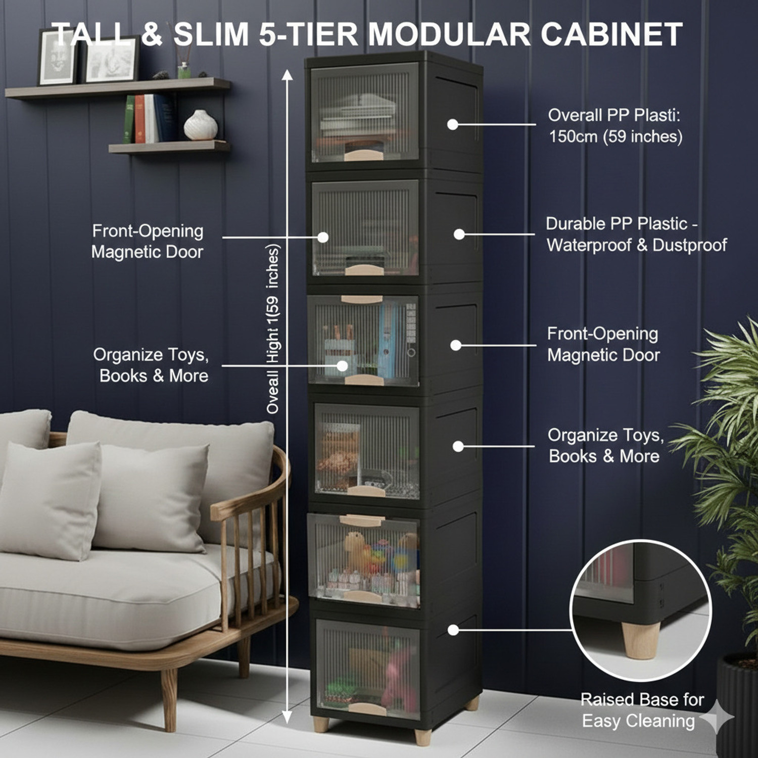 Image of Sumoware 6 Layer Foldable Cabinet Plastic Cupboard For Storage Plastic Modular Drawer Plastic Free Standing Cabinet