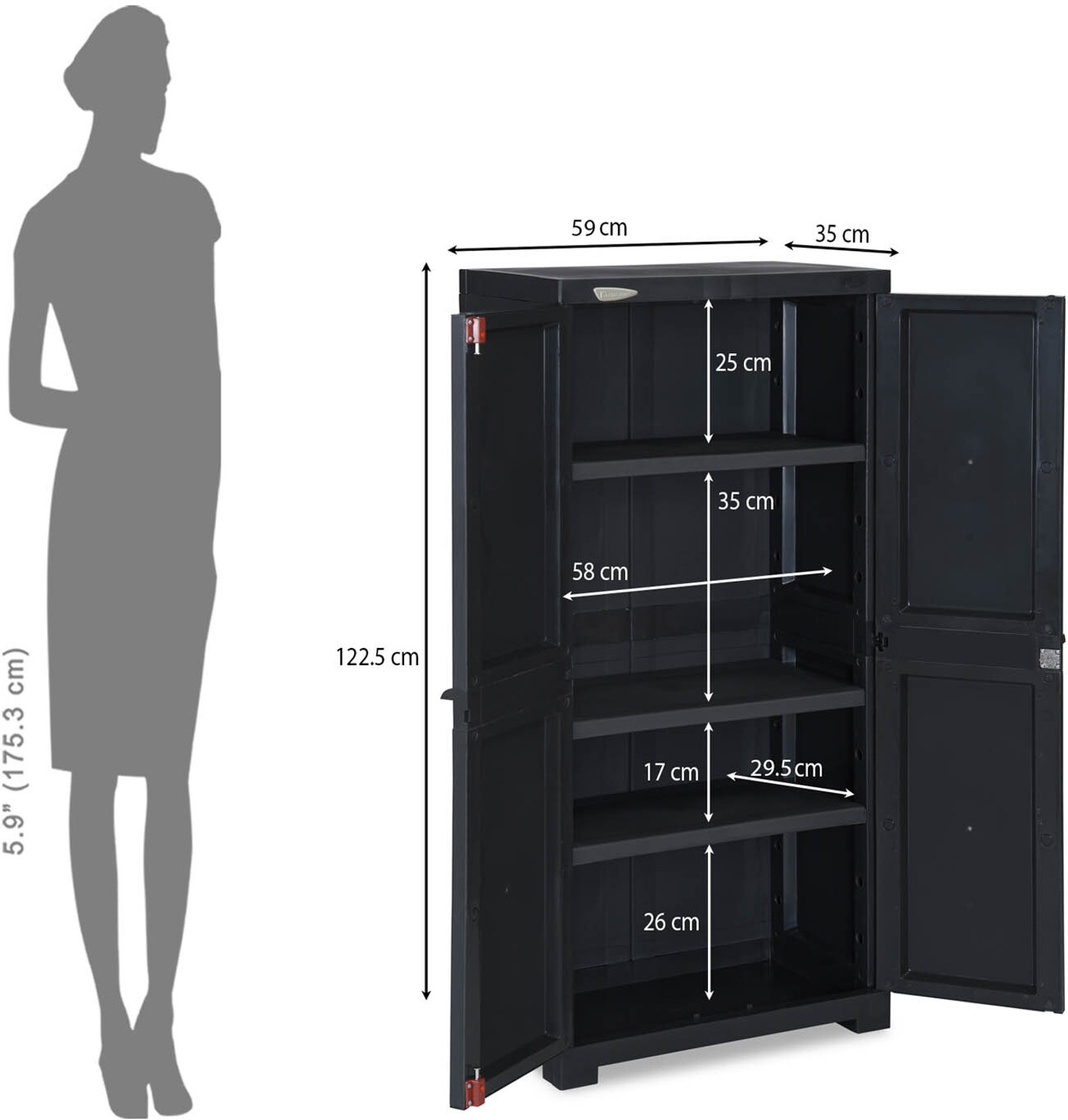 Image of Nilkamal Freedom FMM 3 Shelves Bookshelf|Multipurpose Storage Cabinet & Book Rack| Plastic Close Book Shelf
