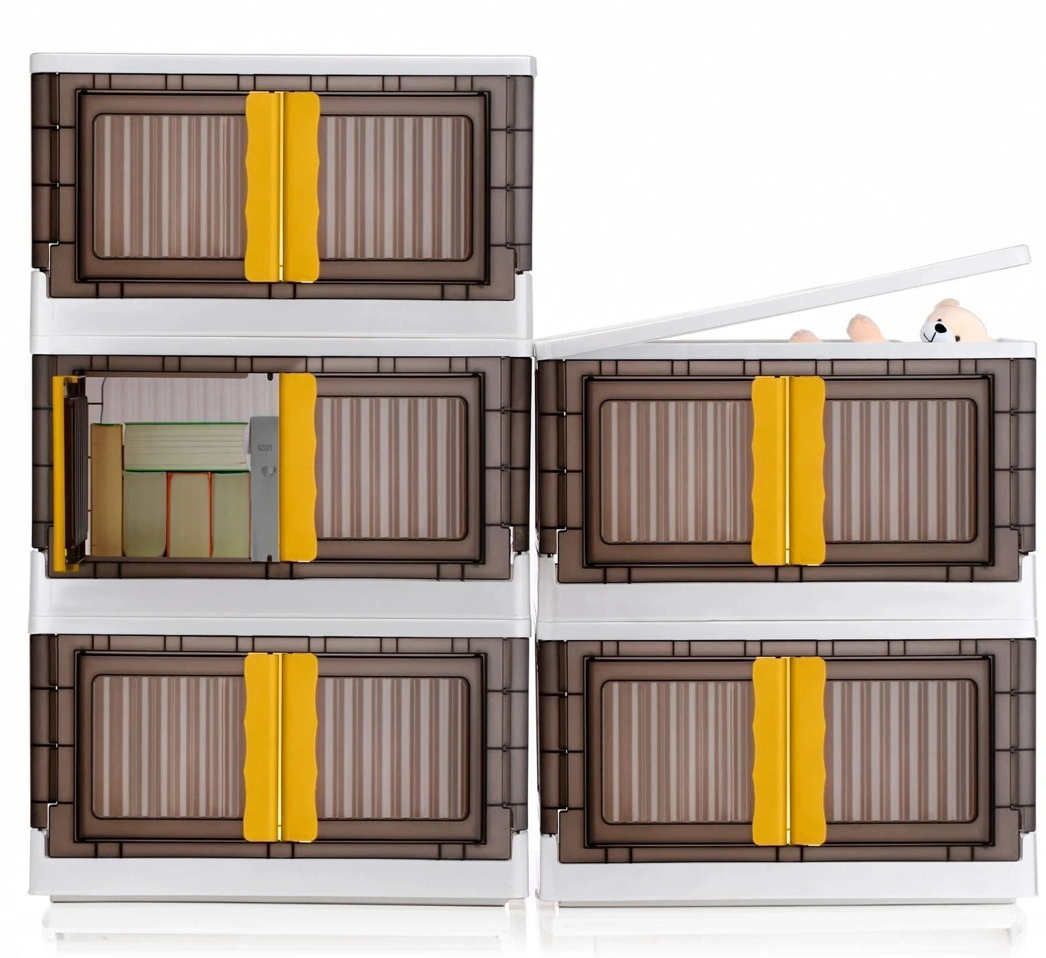 Image of Aalok 5 LAYER Folding Storage Box |Top Lid Open and Wheels ,Stackable ,Organizers Plastic Free Standing Cabinet