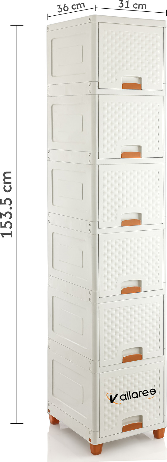 Image of Vallaree 6 Doors Multi-Purpose Organizer Modular Storage Plastic Free Standing Chest of Drawers