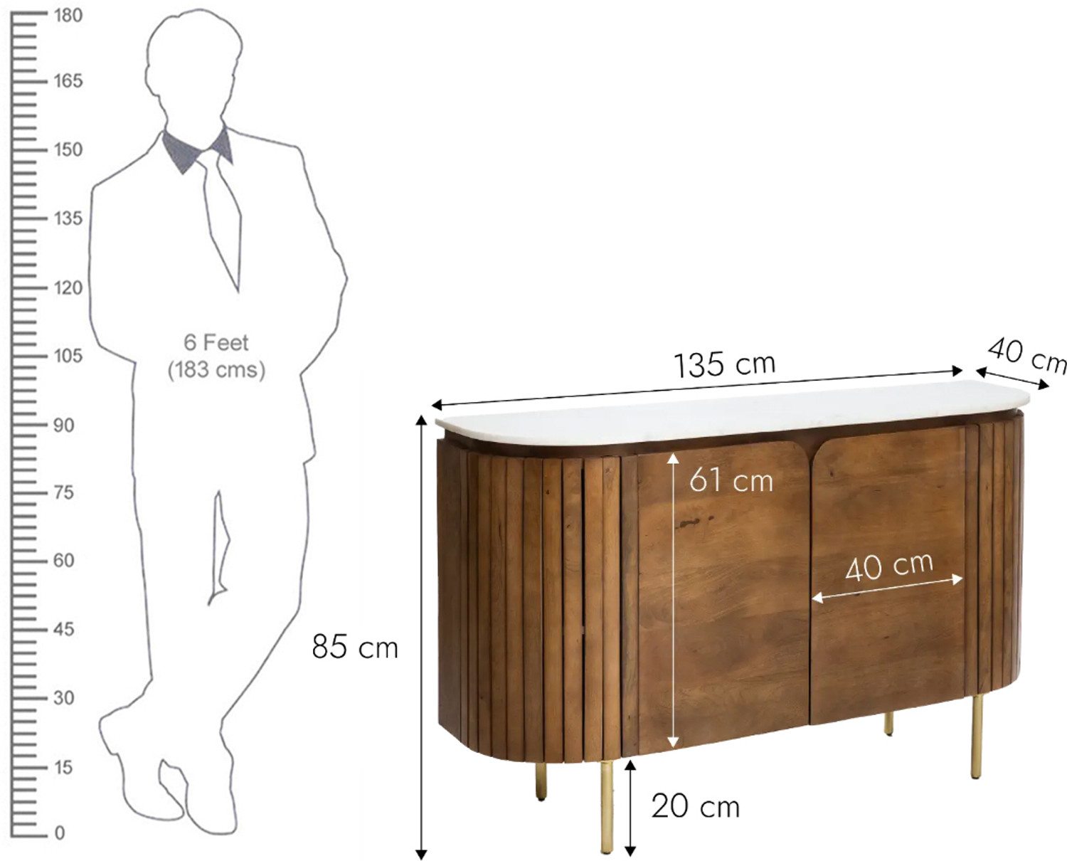 Image of THE ATTIC KL-2246 Solid Wood Free Standing Sideboard