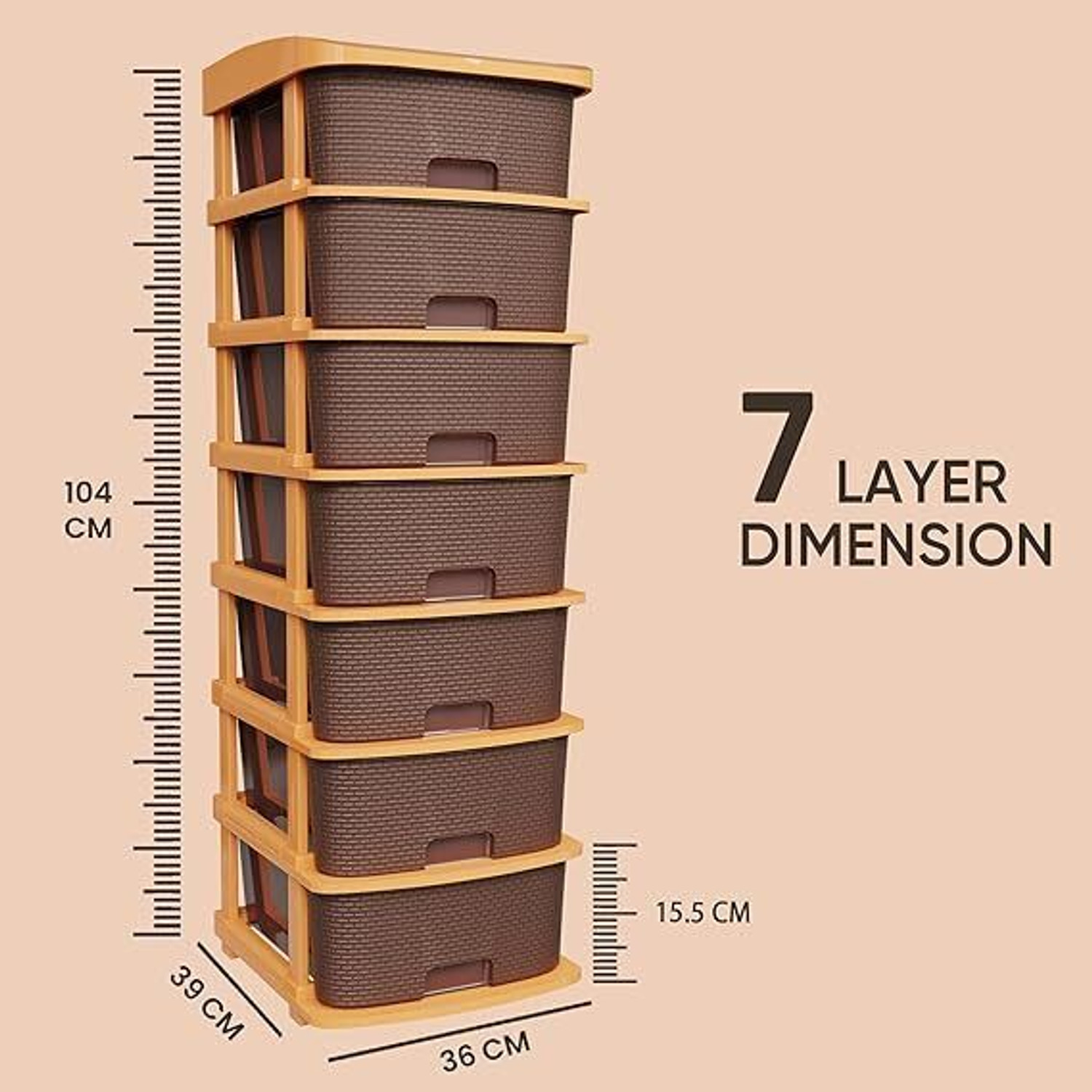 Image of Surety for Safety Multi-Layer Office Storage Drawer Unit for Daily Essentials Plastic Free Standing Cabinet