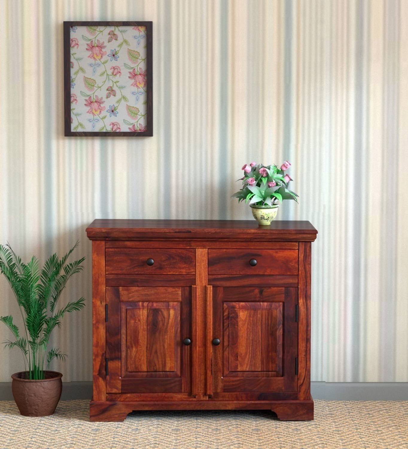 TRUE FURNITURE Sheesham ( Rosewood ) 2 Self And 2 Drawer Solid Wo