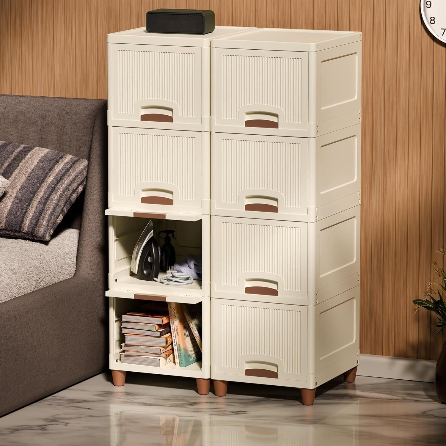 Image of PALAK 8 Layer Foldable Cabinet Plastic Cupboard For Storage Plastic Modular Drawer Plastic Free Standing Cabinet