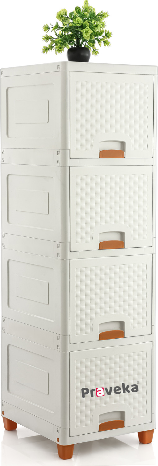 Image of Praveka 4 Doors Multi- Organizer Storage Plastic Free Standing Cabinet