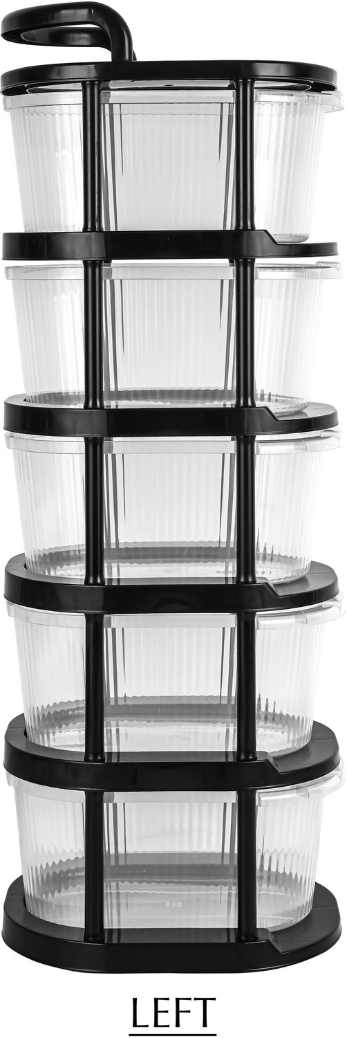Image of Vallaree 5 Layer Plastic Modular Storage Drawer Organizer with Wheels Plastic Free Standing Chest of Drawers