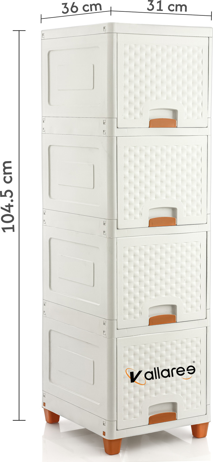 Image of Vallaree 4 Doors Multi-Purpose Organizer Modular Storage Plastic Free Standing Chest of Drawers