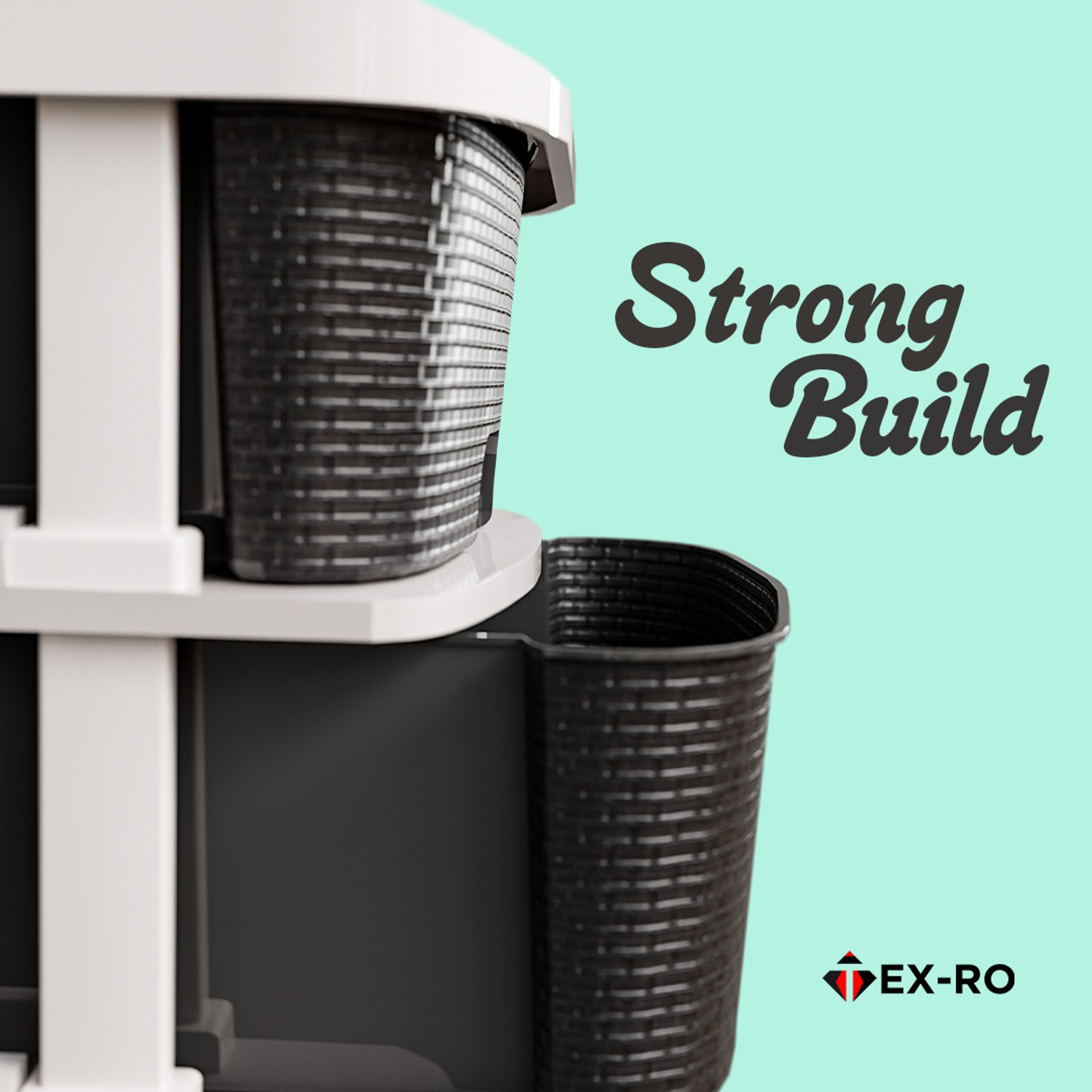 Image of TEX-RO 3 Layer Plastic Modular Drawer Organizer Plastic Free Standing Chest of Drawers