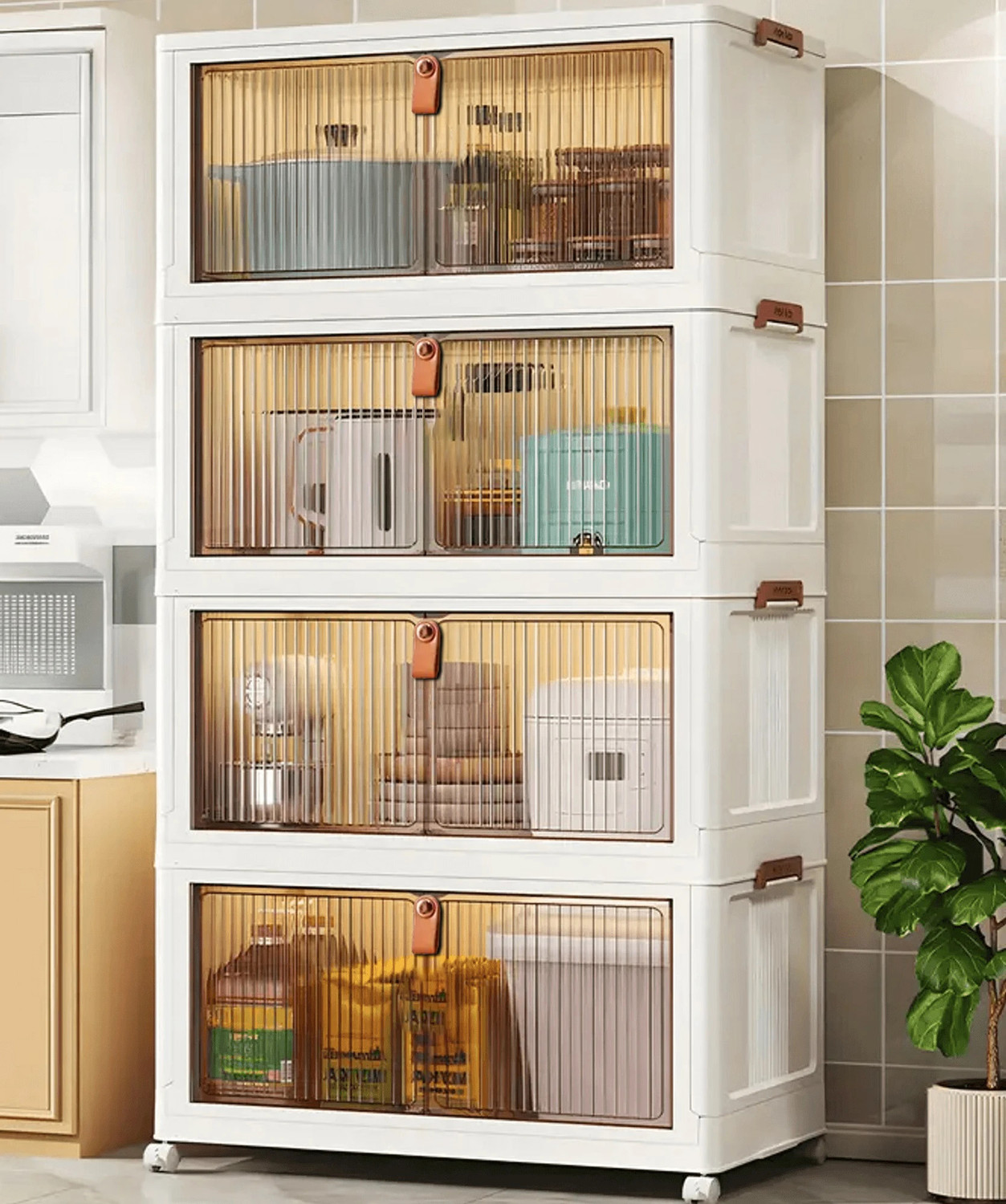 Image of SNKR ESSENTIALS 4 Layer Foldable Cabinet Plastic Cupboard For Storage Plastic Modular Drawer Plastic Free Standing Cabinet