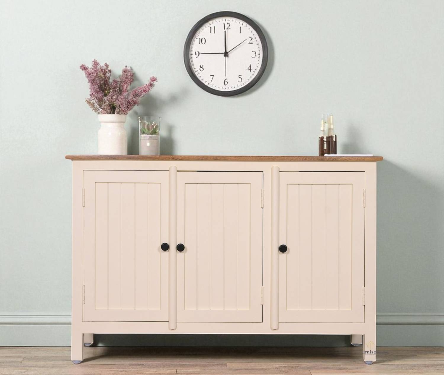 Woodefly Solid Mango Wood Sideboard Cabinet- 3 Doors Solid Wood F