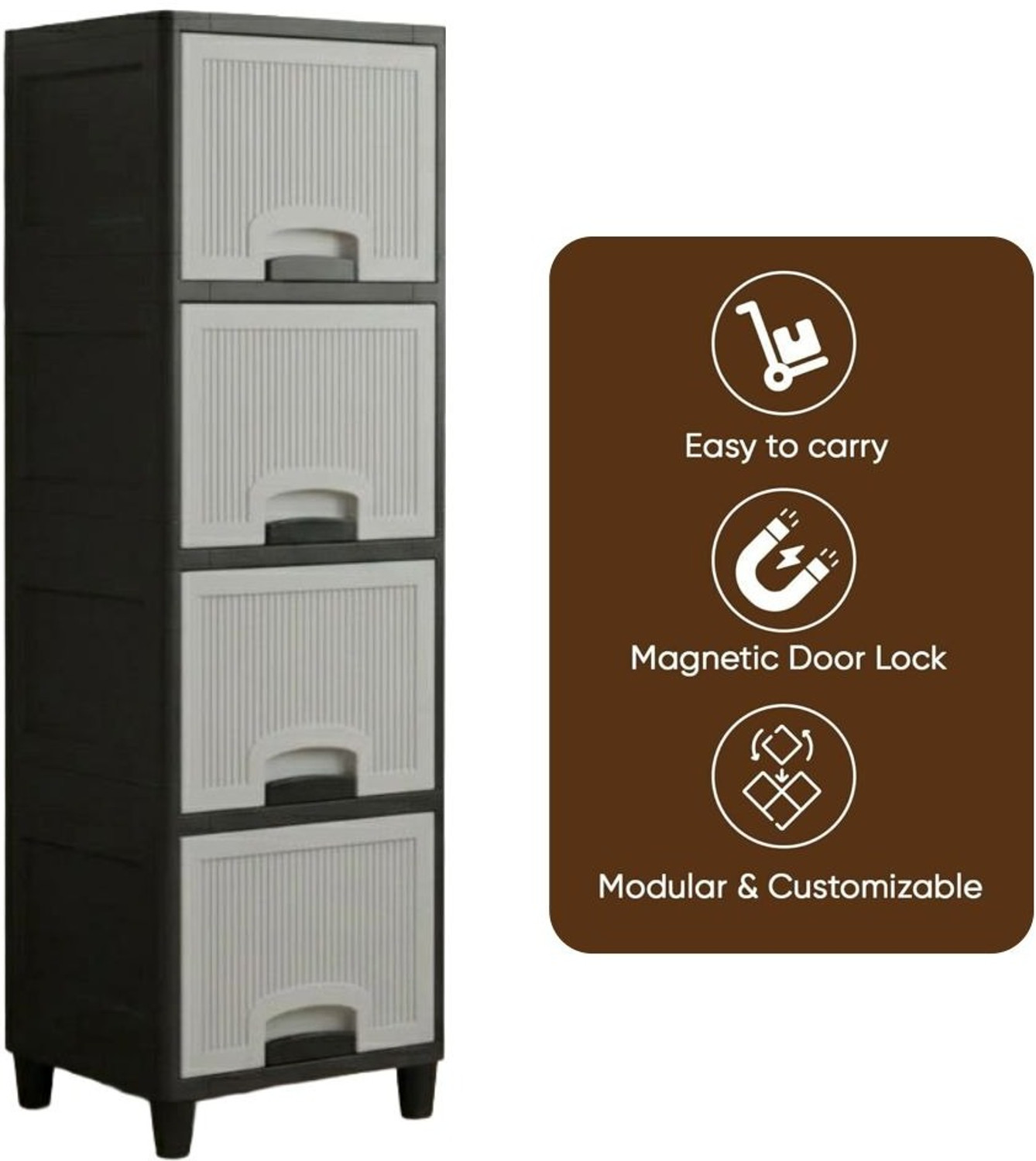 Image of MAXTID Multi Layer Cabinet Suitable for Files, Clothes & Accessories PP Collapsible Wardrobe