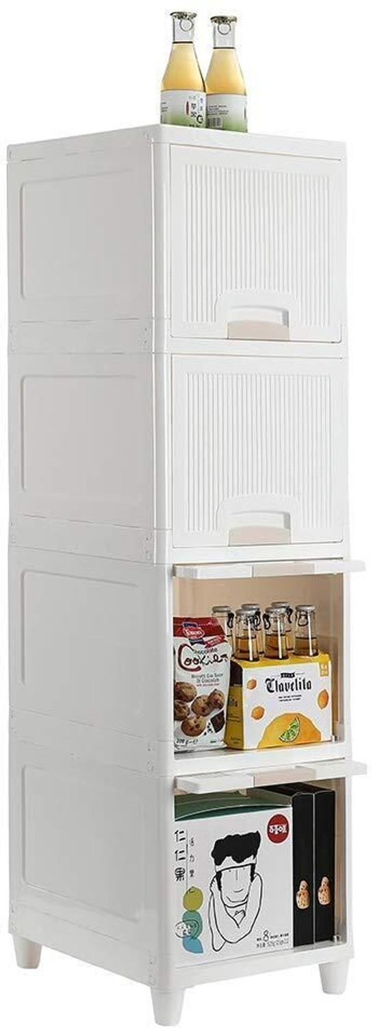 Image of FINWARE 4 Units Multipurpose Folding Versatile Drawer Cabinet Storage Organizer Box(4XL) Plastic Free Standing Chest of Drawers