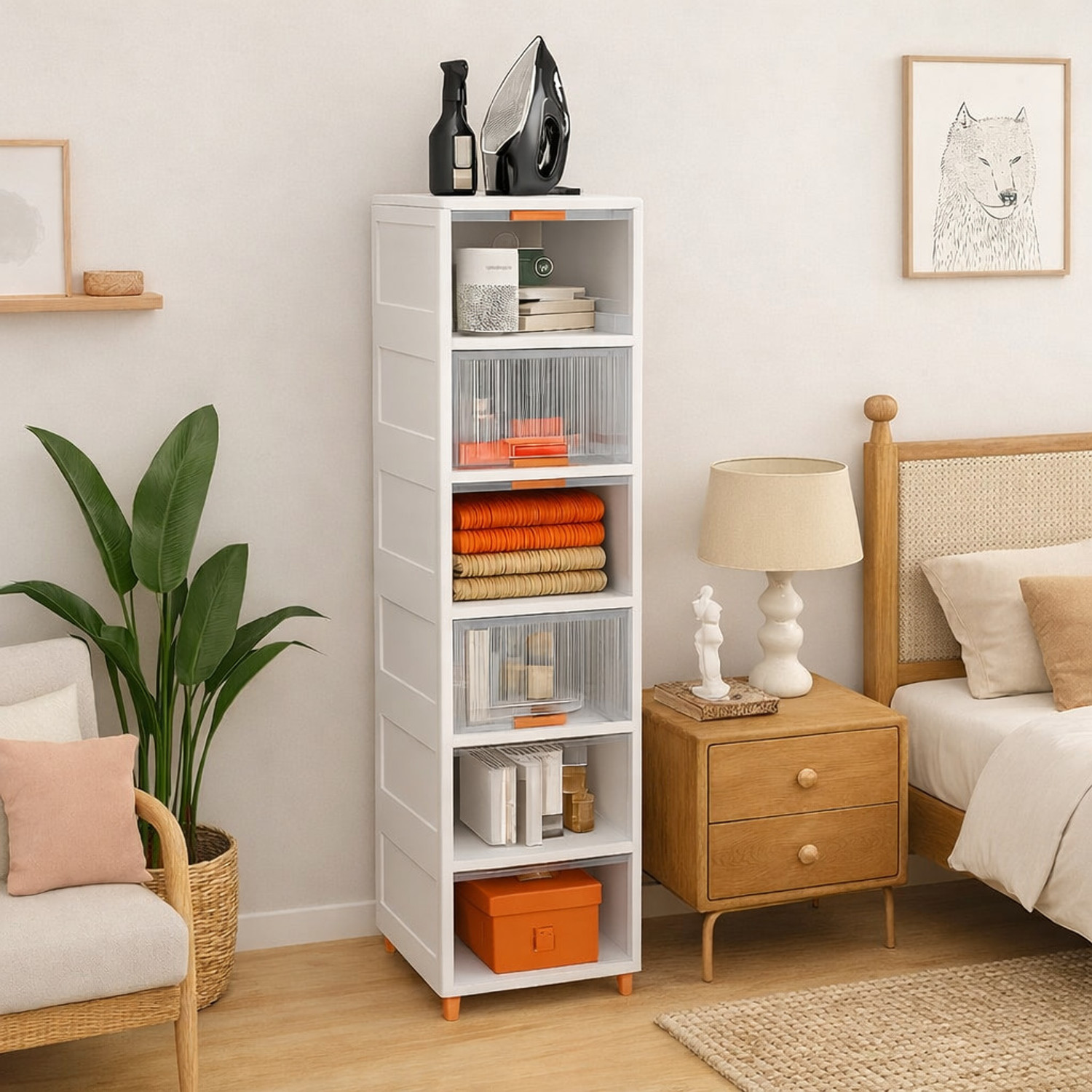 Image of Velfree Plastic Wardrobe Organizer /Foldable Cupboard for Storage /Stackable Storage Plastic Free Standing Cabinet