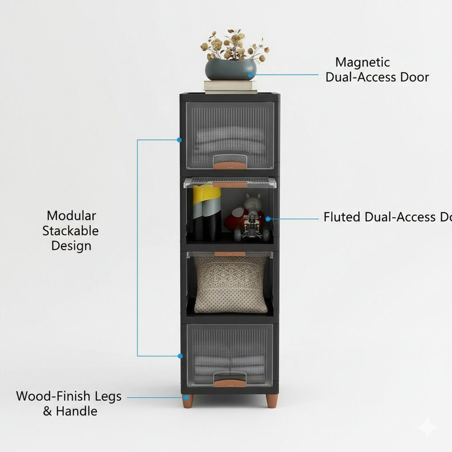 Image of Sumoware 4 Layer Foldable Cabinet Plastic Cupboard For Storage Plastic Modular Drawer Plastic Free Standing Cabinet