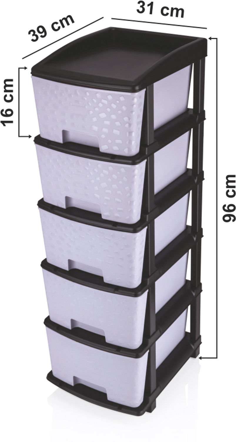 Image of Vallaree 5 Layer Bed Side Table Storage Organizer Multipurpose Plastic Bedside Table