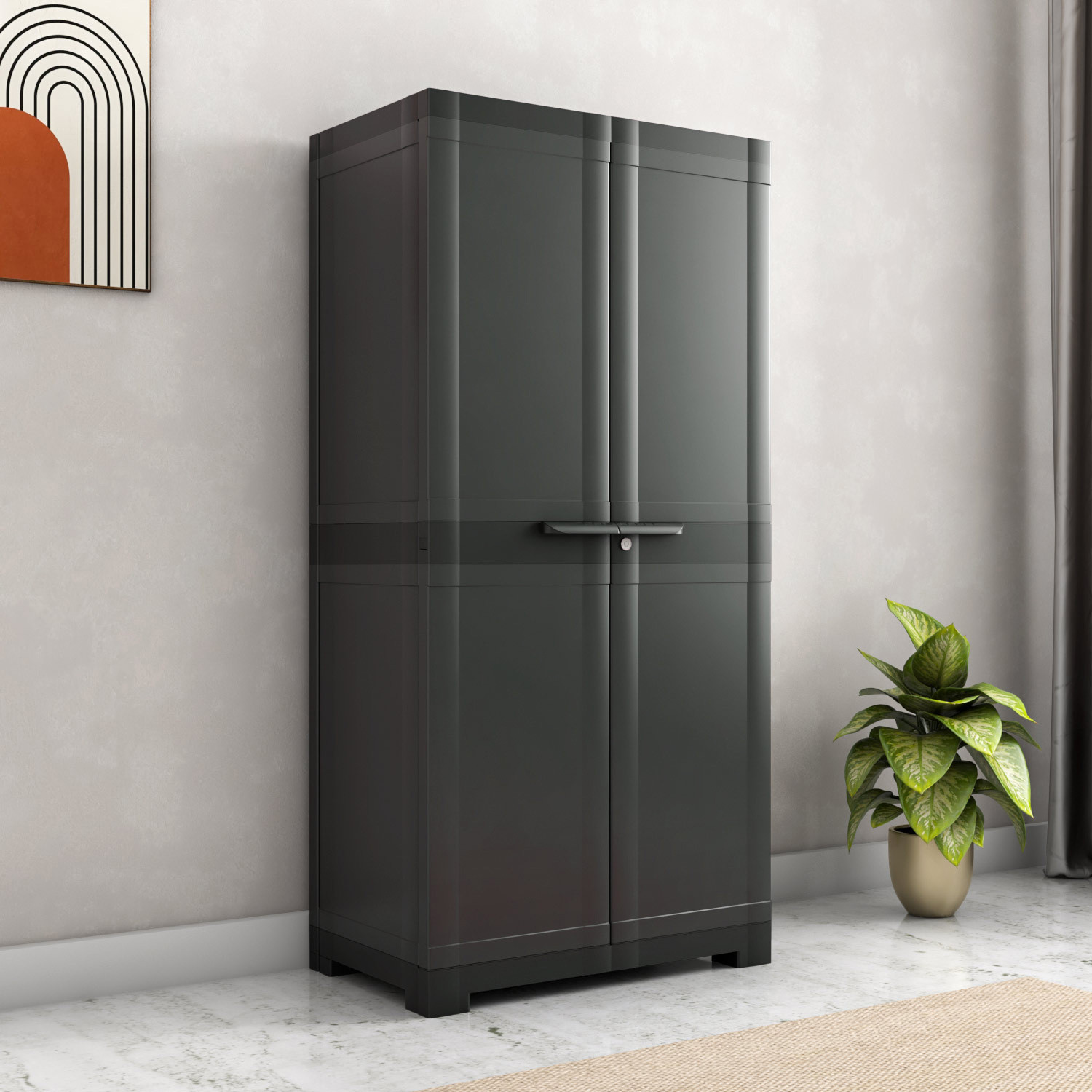 Image of Nilkamal Freedom FMM 3 Shelves Bookshelf|Multipurpose Storage Cabinet & Book Rack| Plastic Close Book Shelf