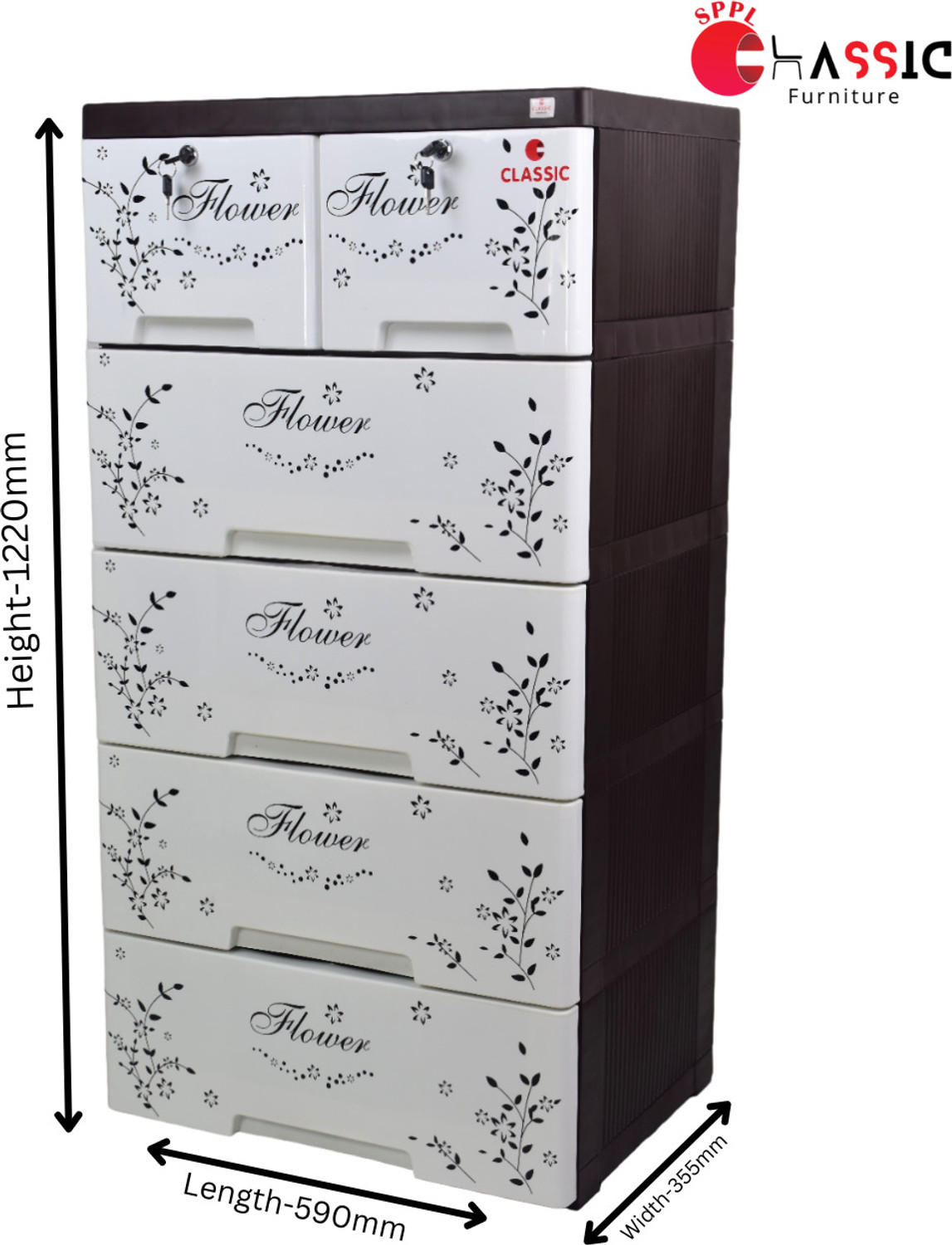 Image of Classic Furniture Classic furniture Graffiti Plastic Drawer cabinet for kids with FLORAL PRINT Plastic Free Standing Chest of Drawers