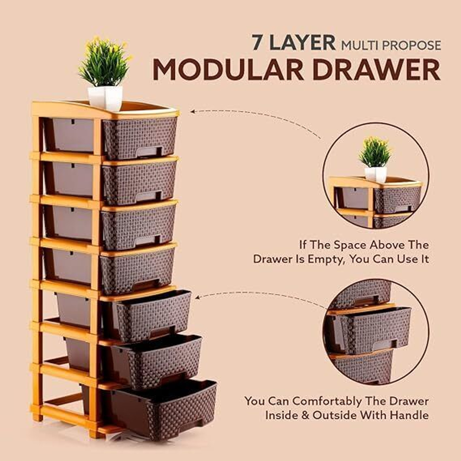 Image of Surety for Safety Multi-Layer Office Storage Drawer Unit for Daily Essentials Plastic Free Standing Cabinet