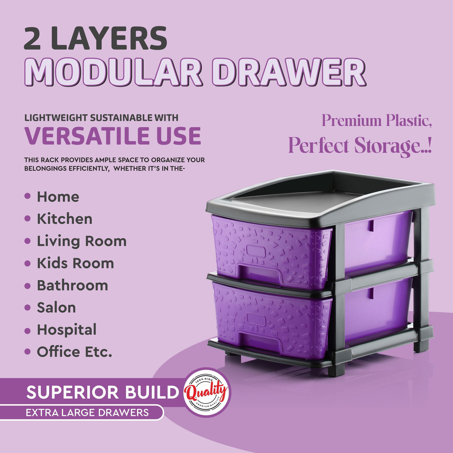 Image of KAVIRA STONE 2XL PURPLE Plastic Free Standing Chest of Drawers