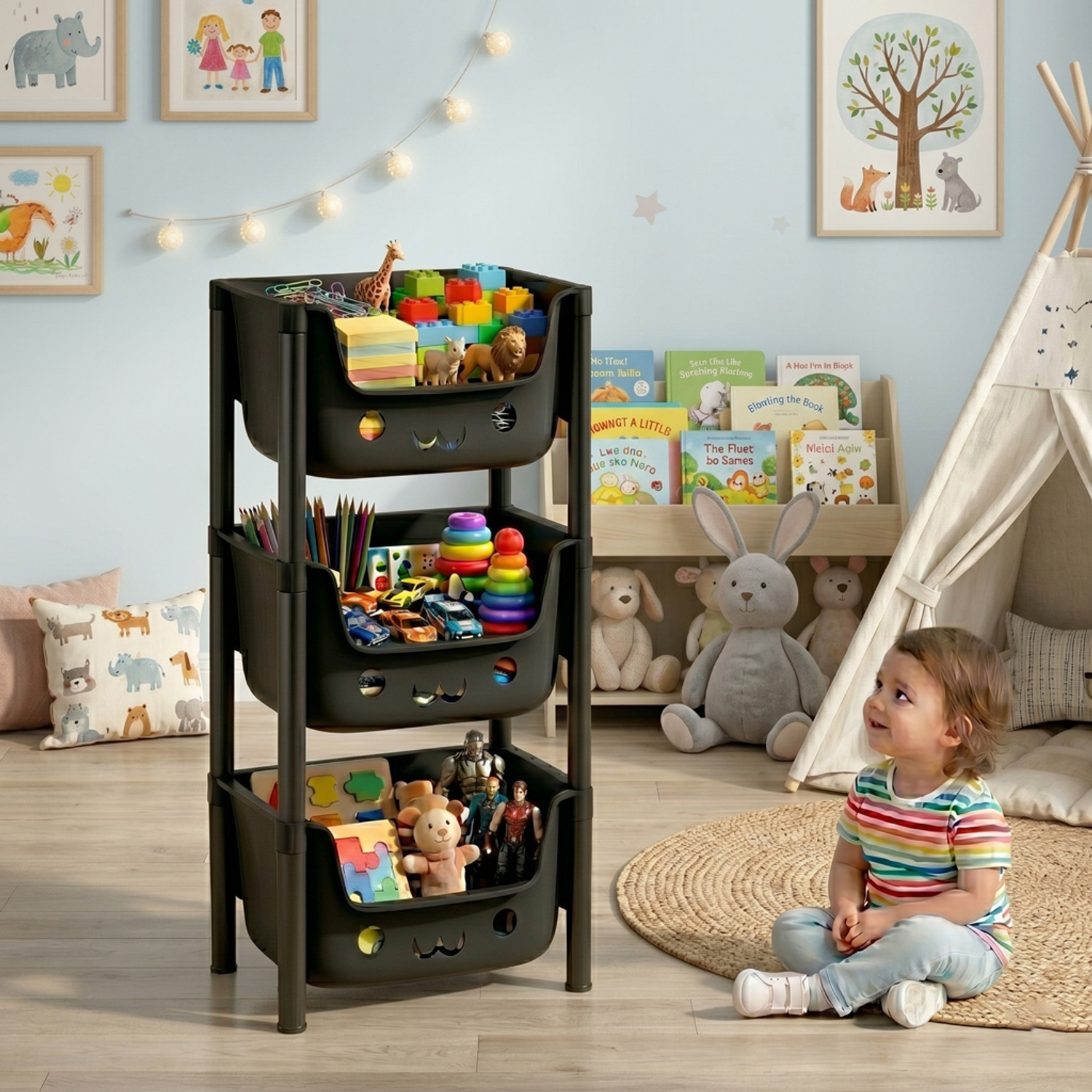 Image of MAXTID Multi Propose Storage Tower Easy Assembly Design Plastic Free Standing Cabinet