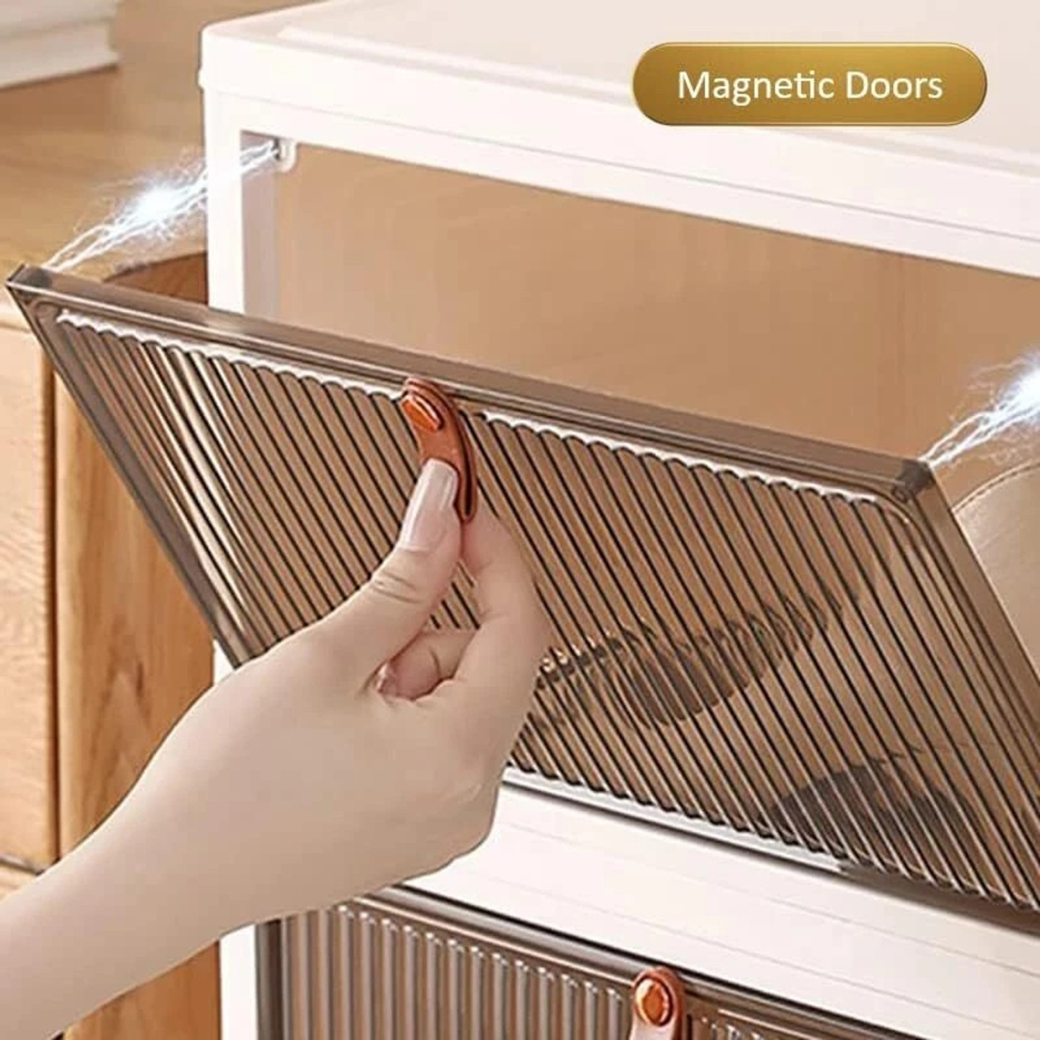 Image of SNKR ESSENTIALS 4 Layer Foldable Cabinet Plastic Cupboard For Storage Plastic Modular Drawer Plastic Free Standing Cabinet