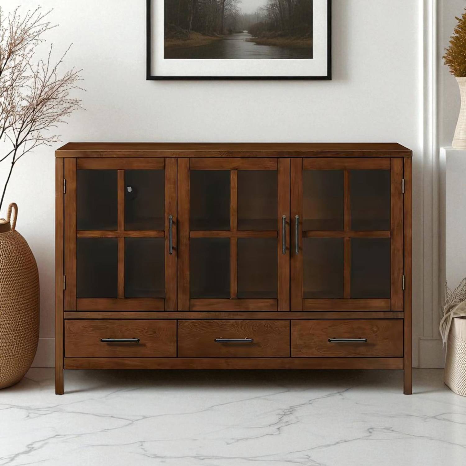 THE ATTIC Solid Wood Free Standing Sideboard (Finish Color - Hone
