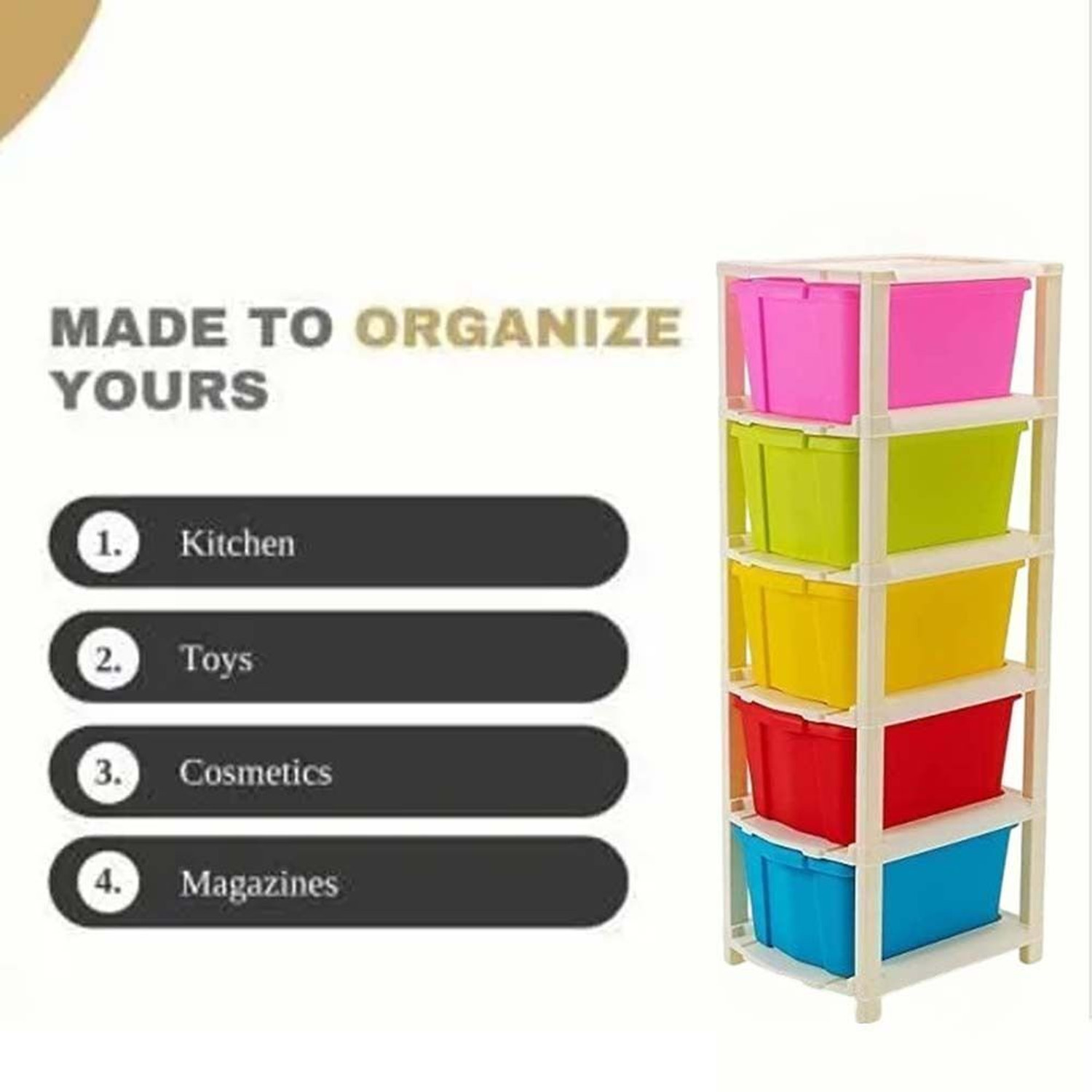 Image of VISEMAN multi layer drawer Storage Cabinet with Optimized Drawer Height PP Collapsible Wardrobe
