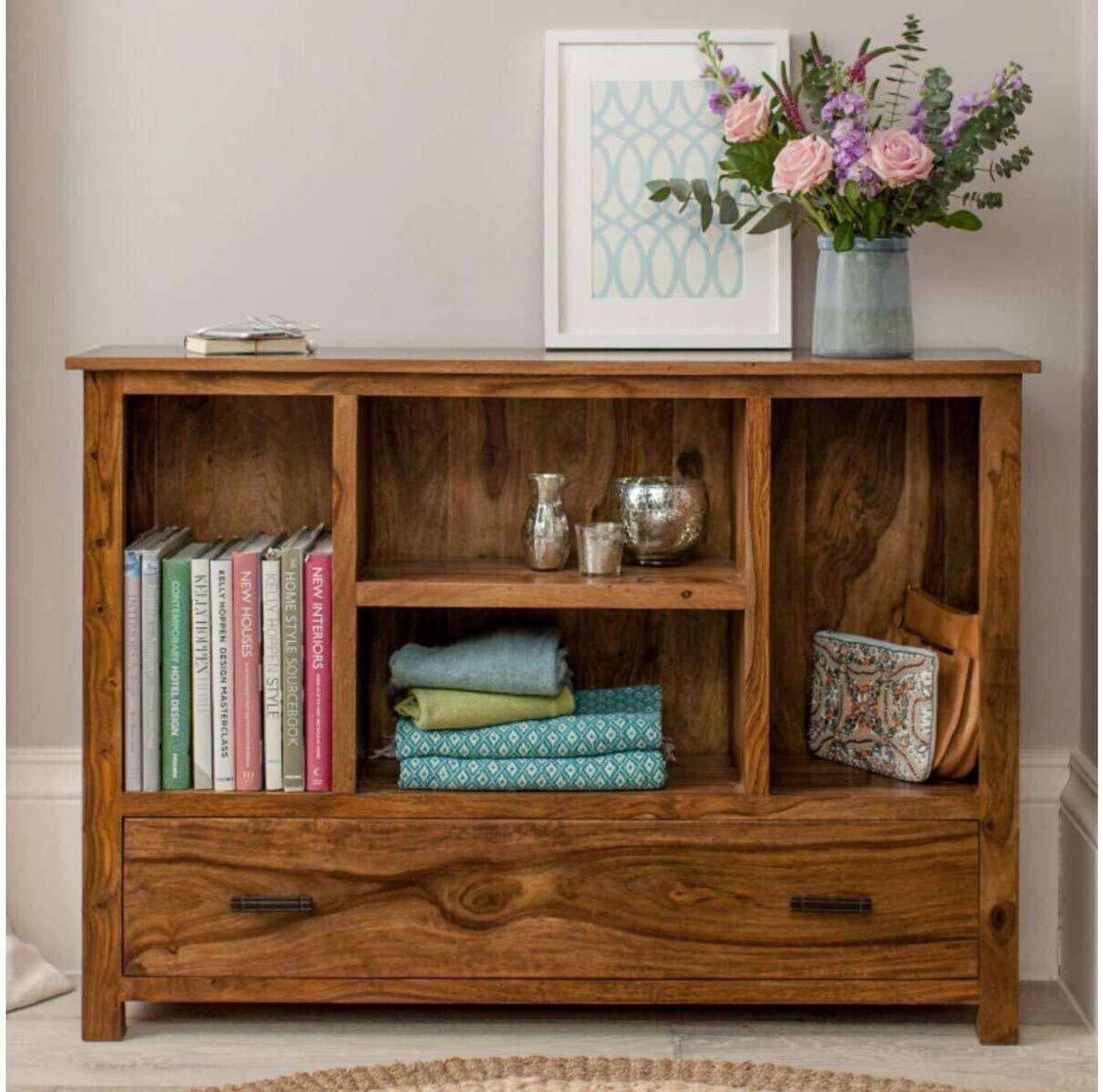 TRUE FURNITURE Divine Sheesham (Rosewood) 2 Drawer Solid Wood Fre