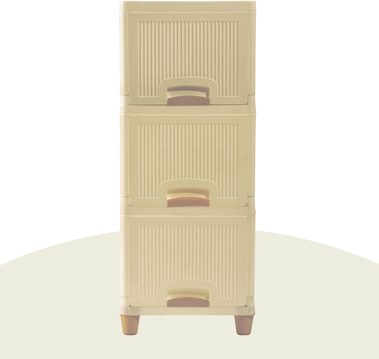Image of HOMESTIC by Kuber Industries 3 Units Cabinet Storage Organizer | Multipurpose Folding Storage Racks | Ivory Plastic Free Standing Cabinet