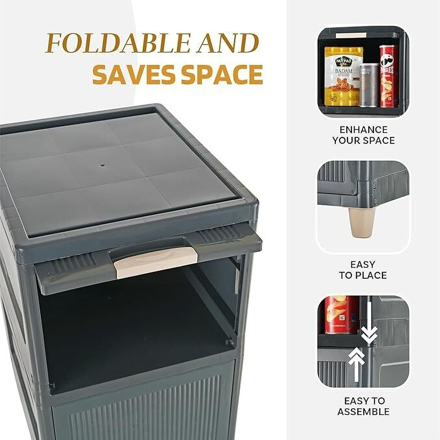 Image of Flipkart SmartBuy Foldable Cabinet Plastic Cupboard For Storage Plastic Modular Drawer Plastic Free Standing Cabinet
