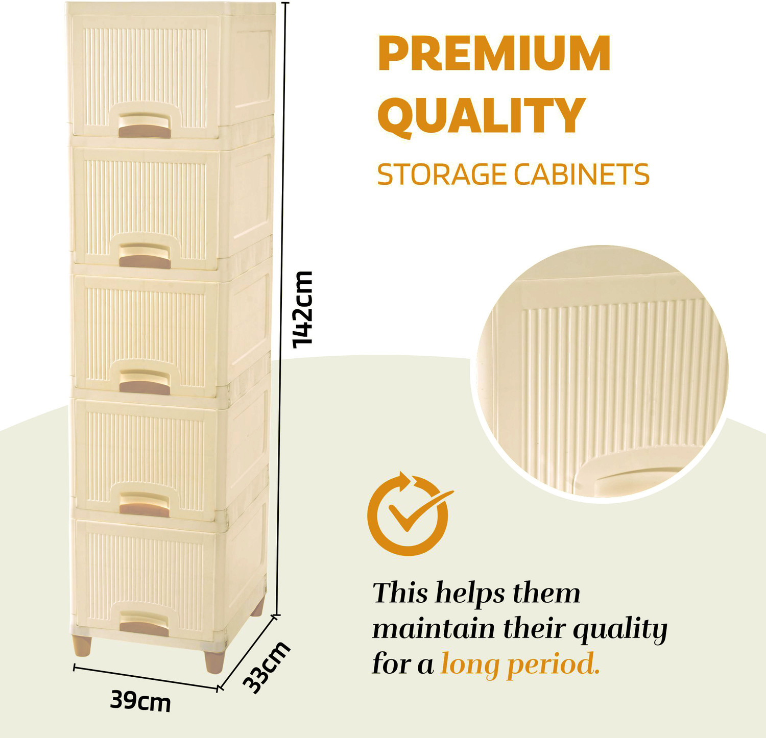 Image of HOMESTIC by Kuber Industries 5 Units Cabinet Storage Organizer | Multipurpose Folding Storage Racks | Ivory Plastic Free Standing Cabinet
