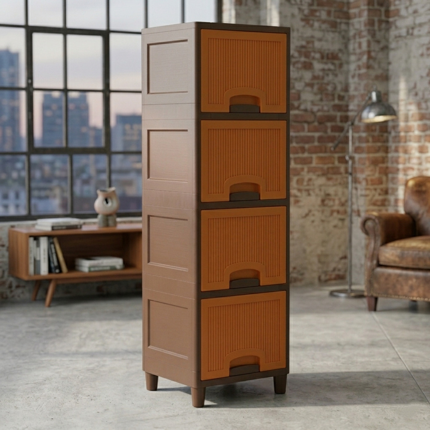 Image of MAXTID Multi layer drawer Cabinet with Elegant Straight-Edge Design Plastic Plastic Free Standing Cabinet