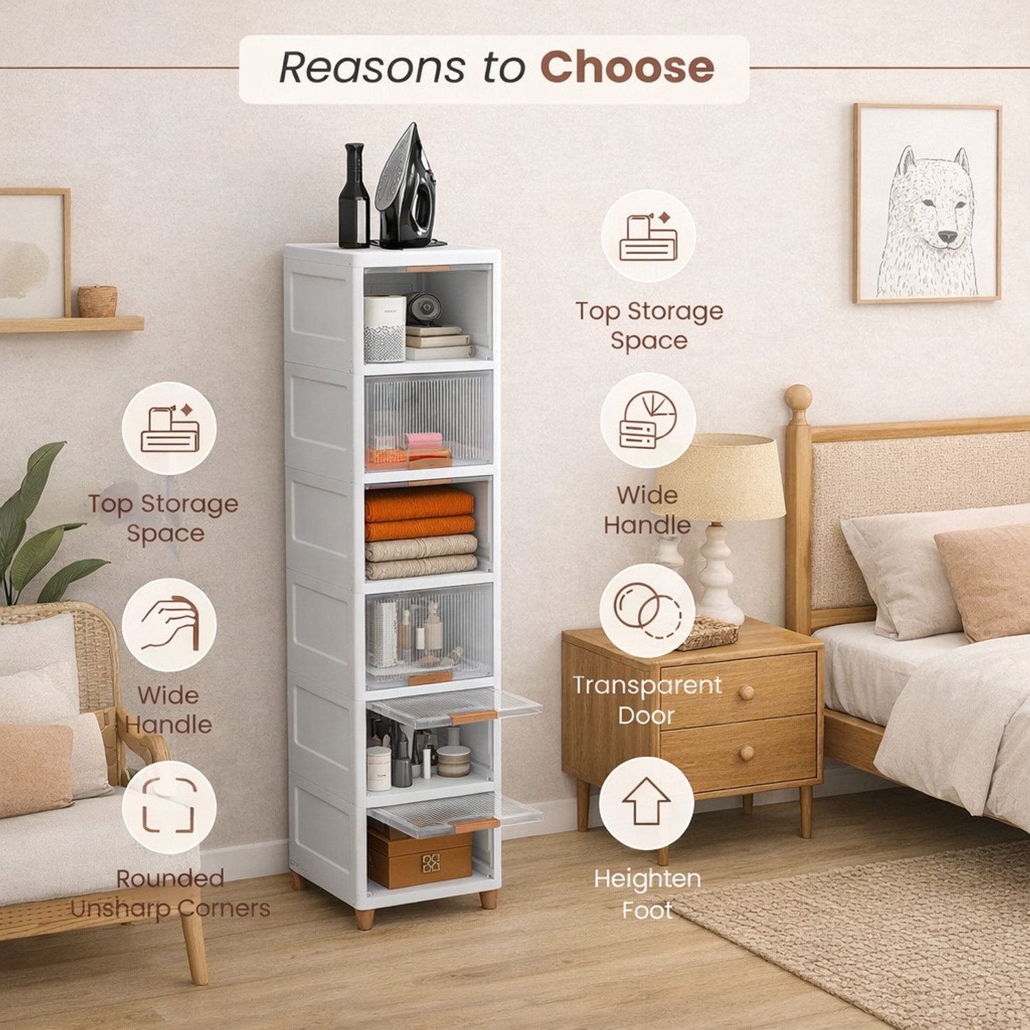 Image of Velfree Plastic Wardrobe Organizer /Foldable Cupboard for Storage /Stackable Storage Plastic Free Standing Cabinet